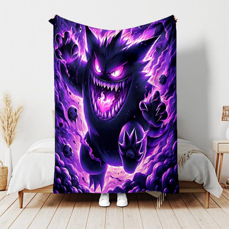 1pc Blanket Pokémon Characters Print Design, Lightweight Blanket for Sofa, Bed- Soft &Warm, Gift for All Seasons Like Christmas, Halloween