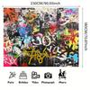 2D Urban Graffiti Art Tapestry, Abstract Colorful Wall Hanging