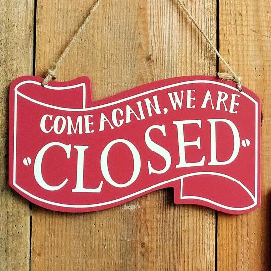 Yousheng Open Closed Sign, with Lanyard, Retro Decorative Door Sign, Double-Sided Printed Sign, for Bars Cafes Wall