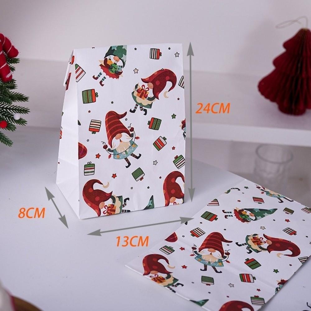 10pcs Reclosable Christmas Cookie Bag Kraft Paper Gift Favor Bags Candy Packag Bag New Year Decor