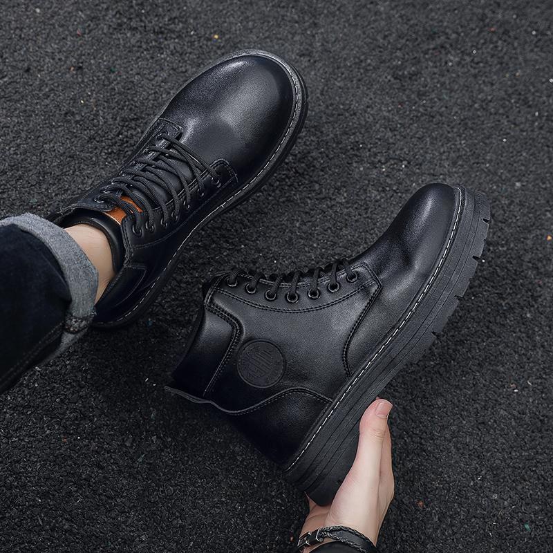 New Trend Men's Autumn Winter Work Boots Hightop Shoes Hightcut Male Students Spring Walking Casual Boots