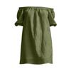 Damen Schulterfreies Kurzarm Lockeres Baumwoll-Leinen-Kleid Lässiges Pullover-Design mit Entspanntem und Bequemem Stoff