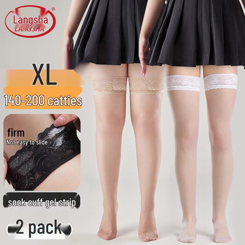LANSWE 2025 Summer Plus Size Snag-Resistant Over-the-Knee Lace-Trim Stockings