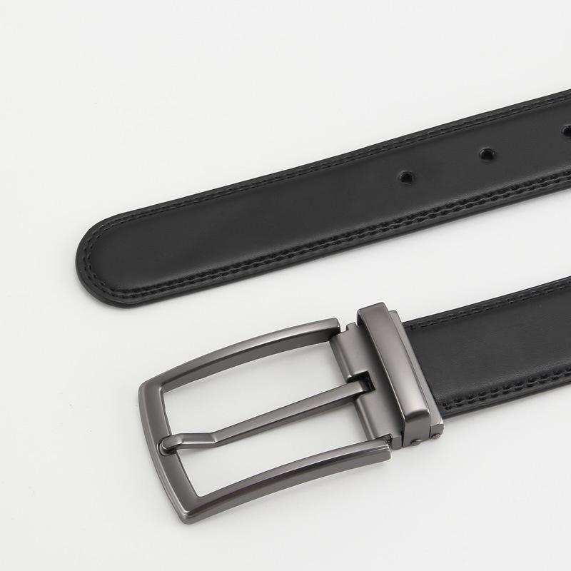 

Ремень мужской с игольной пряжкой, из натуральной коровьей кожи, корейский, деловой и повседневный, ремень из коровьей кожи второго слоя, мужской ремень 135cm