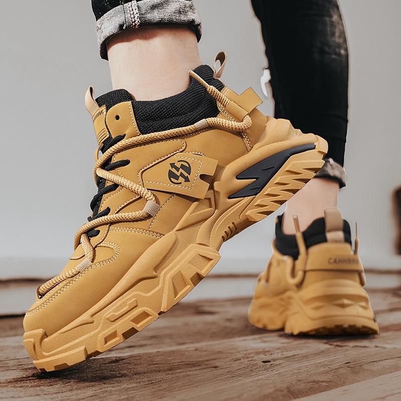 Martin Boots Men's Autumn 2024 High-top British Style Big Yellow Boots Men's Casual Kick Can't Be Rotten Medium-help Tooling Boots