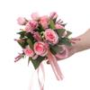 Artificial Rose Bridal Holding Flowers with Silk Ribbon Wedding Rose Bouquet  Wedding Accessories