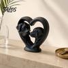 Dog Shaped Home Decoration 3D Printed Bernard Heart-Shaped Sculpture, Hollow Heart Silhouette Animal Statue with Matte Black Sculpture Finish,