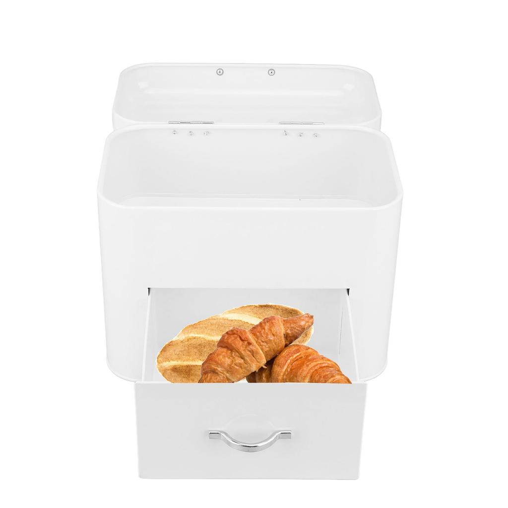 Iron Bread Box 2 Shelves Large Capacity Large Farmhouse Bread Container for Bread Bagels