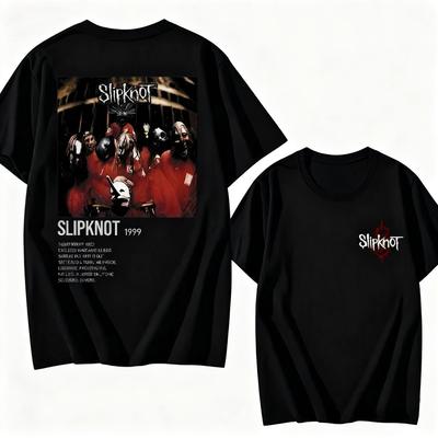 Prepare for Hell Tour Shirt Heavy Metal Cotton Tees Man Rock Band T-shirt Men's Slipknots Double Sided Print Short-sleeve Tops