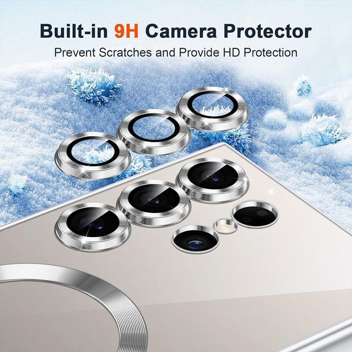 Case for Samsung Galaxy S25 Ultra - with Magnetic Ring - Silver + 2 Tempered Glasses - BOOLING®