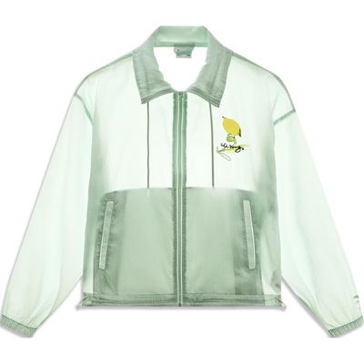 Li Ning Color Block Letter Zipper Collar Loose Windbreaker Women Outerwear Ice-Green AFDU366-5