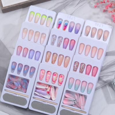 Sztuczne Paznokcie Wzory Końcówki Pełne Pokrycie Narzędzia Uroda Paznokieć Piękne Długie Paznokcie Manicure