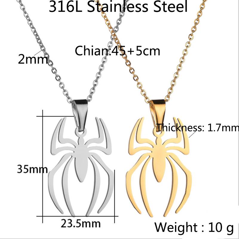 Stainless Steel Spider Necklace: Creative Spider-Man Movie-Inspired Titanium Pendant