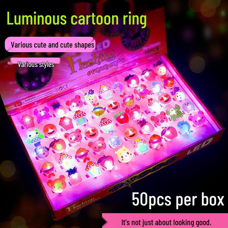 LED Cartoon Ringe für Kinder - Blinkende Leuchtspielzeuge für Weihnachtsgeschenke