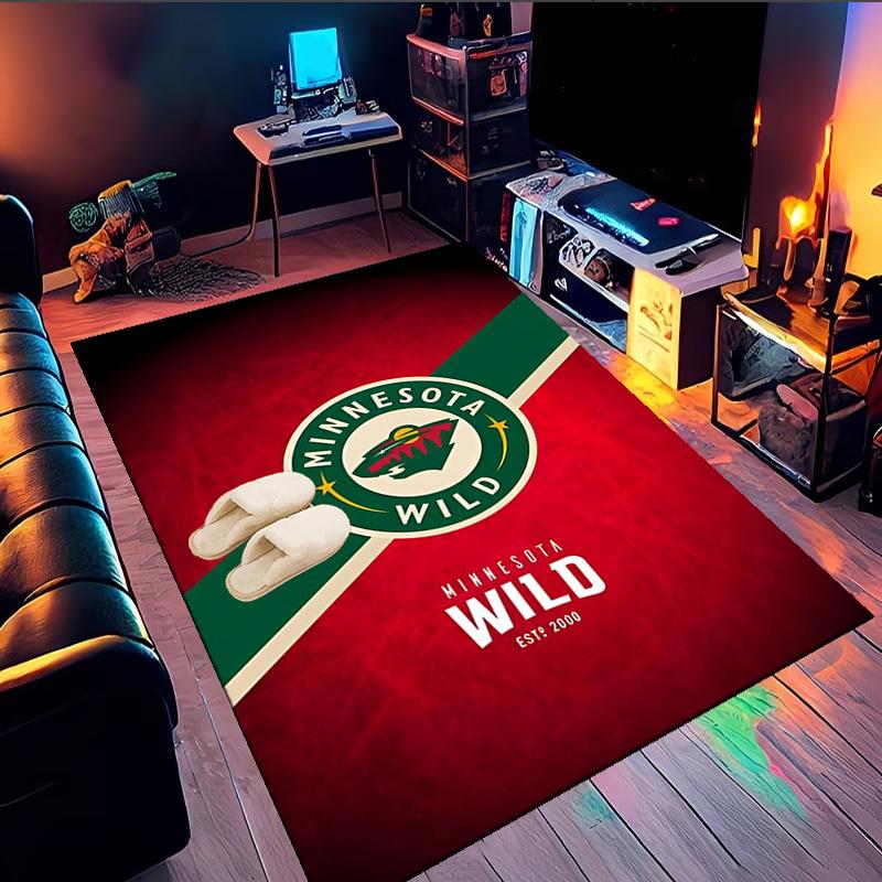Minnesota-Wild Hockey Team Area Rug Suitable for Indoor And Outdoor,Carpets for Kitchens, Homes, Offices, Living Rooms,Home Decor,Christmas Gift