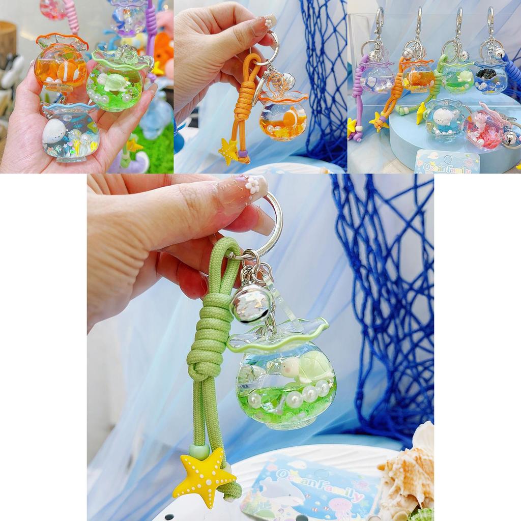 Ozeanfamilie Fischglas Schlüsselanhänger Mit Robben Schildkröten Seepferdchen Design Für Meeresliebhaber