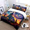 Colorful Church Sunset Scene Set Kid'S And Adults' Bedroom Decor, Exquisite Three-Piece Bedding Set Gift