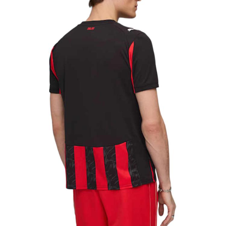 Puma Ac Milan Fitted Versatile Fan Short Sleeve Football Shirt Men Tops Black Red 779962-01