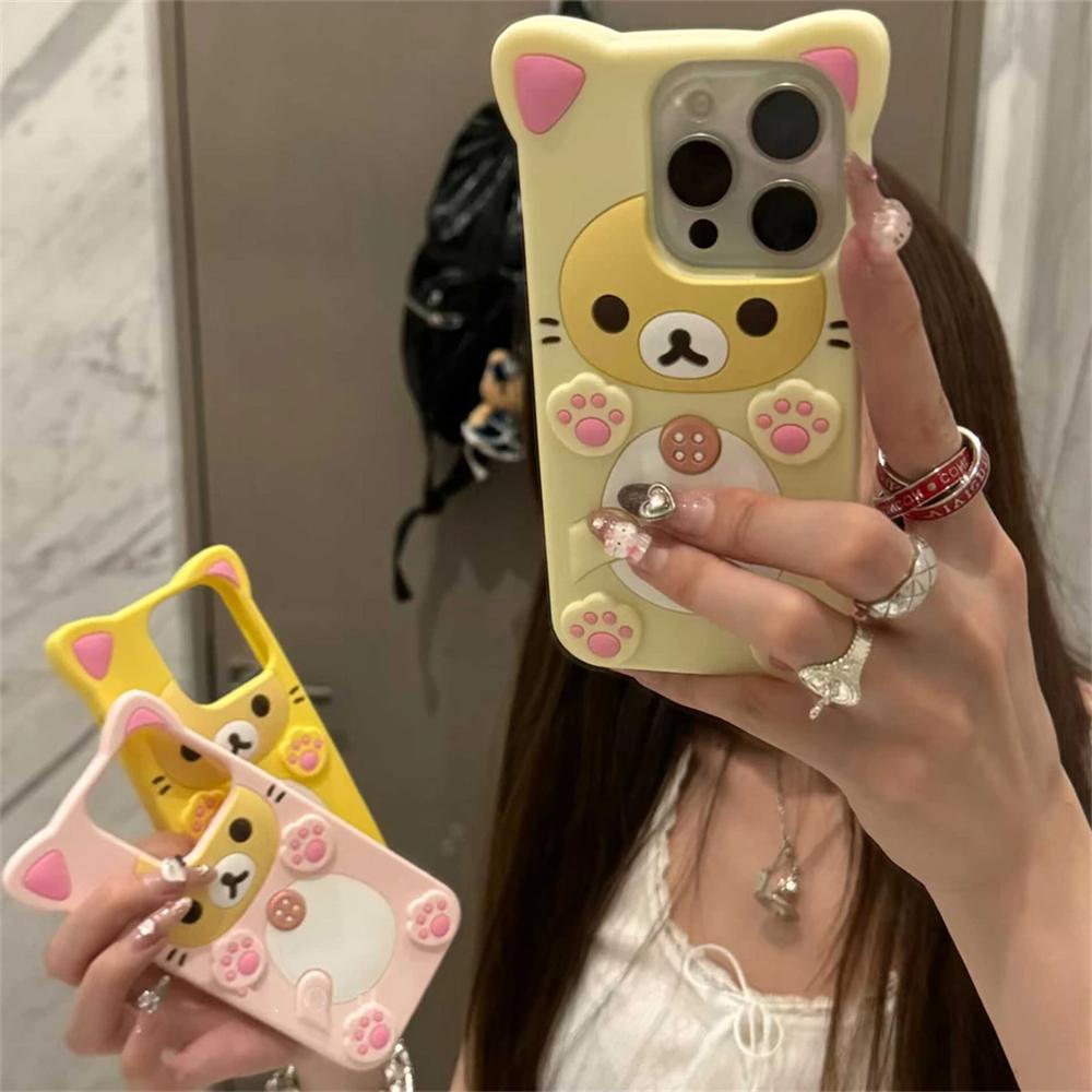 Cute Cartoon 3D Cat Paw Bear Silicone Phone Case For iPhone 16 15 14 13 12 11 Pro Max X XR Mini 7 8 Funny Gift Animal Soft Cover