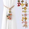 2Pcs Curtain Tiebacks Ties for Home Decors Fabric Pumpkin Hanging Balls Window Drapery Holder Holdbacks with Wood Bead