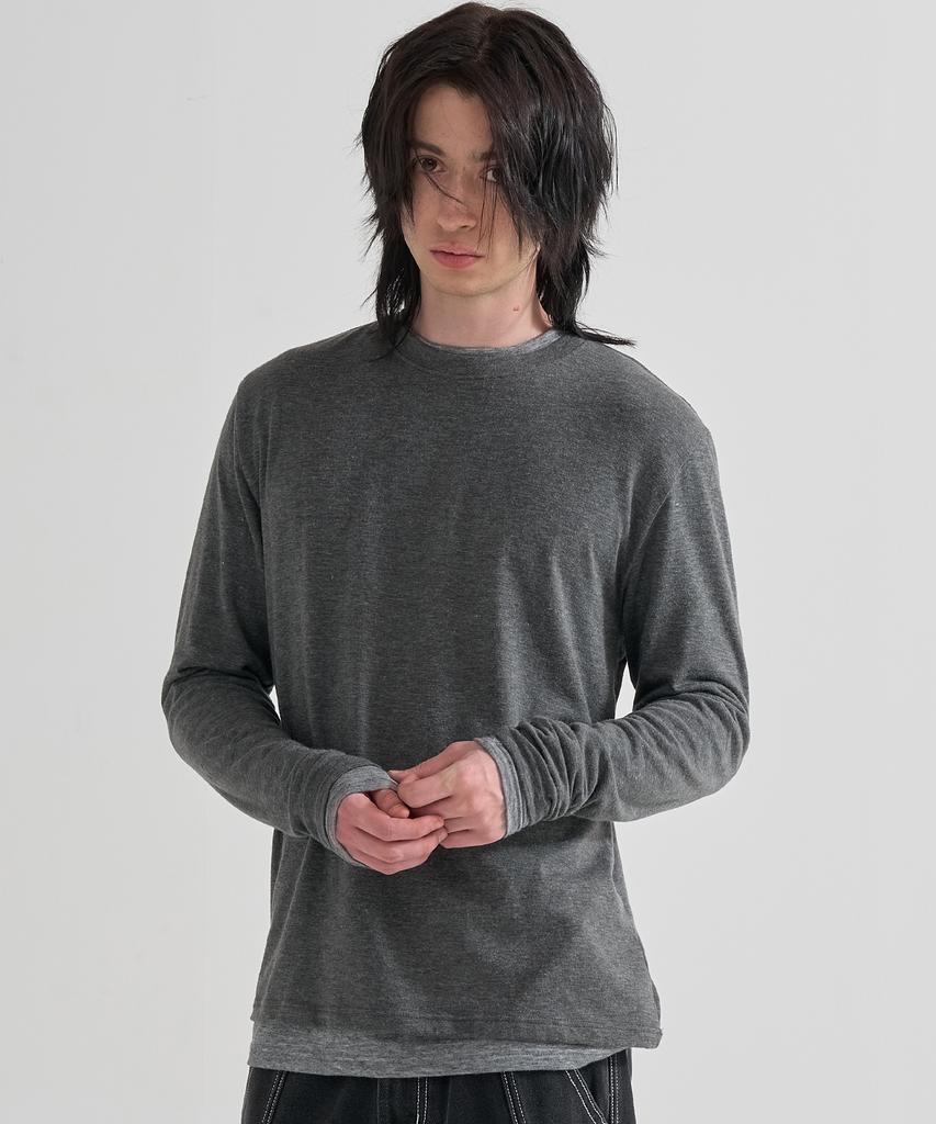 JUAN HOMME Layered Long Sleeve (Charcoal)