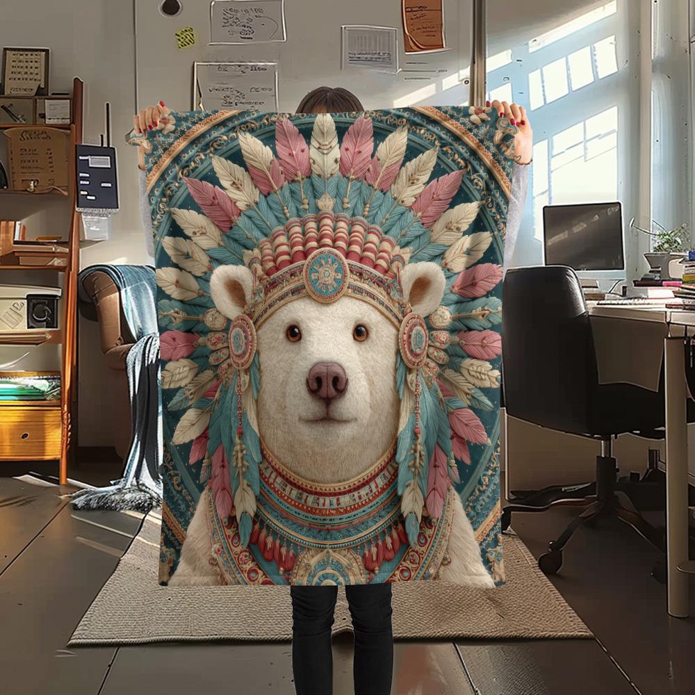 Native American Animals  Print Flannel Blanket, High quality Comfortable for All Seasons, Home Decor, Warmth and Comfort