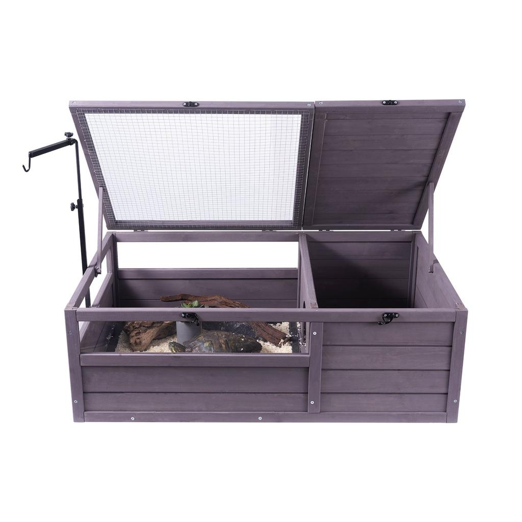 VEVOR Tortoise Habitat, Wooden Tortoise House Indoor & Outdoor, Tortoise Enclosure with Adjustable Lamp Holder