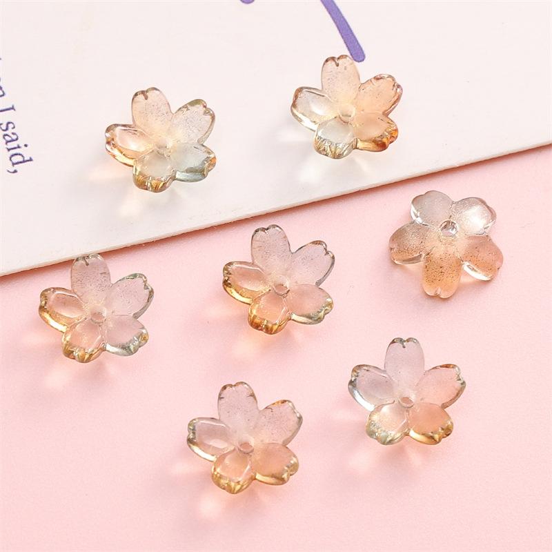 Glass Gradient Cherry Blossom Three-dimensional Accessories Beading Accessories Handmade Diy Bracelet Spacer Beads Accessories Strings Loose Beads