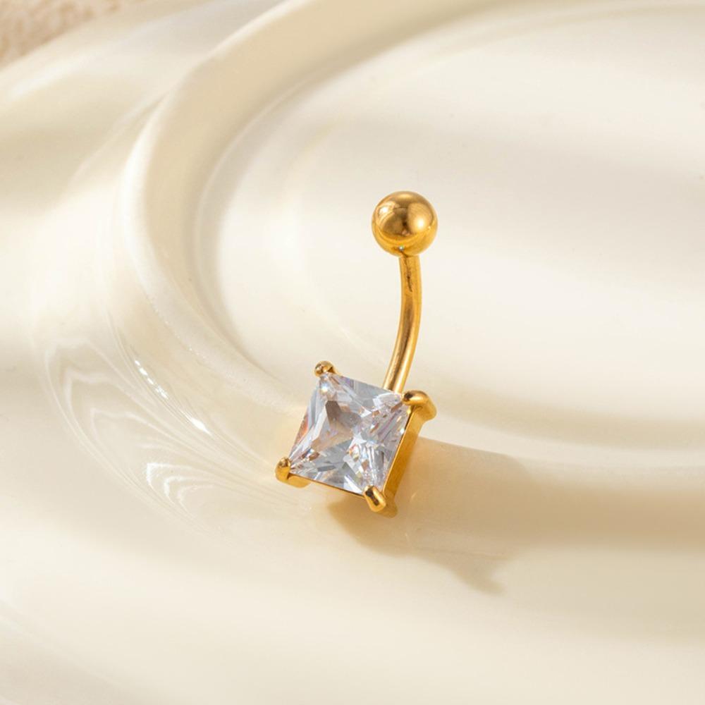 Geometric Navel Piercing Stainless Steel Body Jewelry Elegant Curved Barbell  Daily Wear