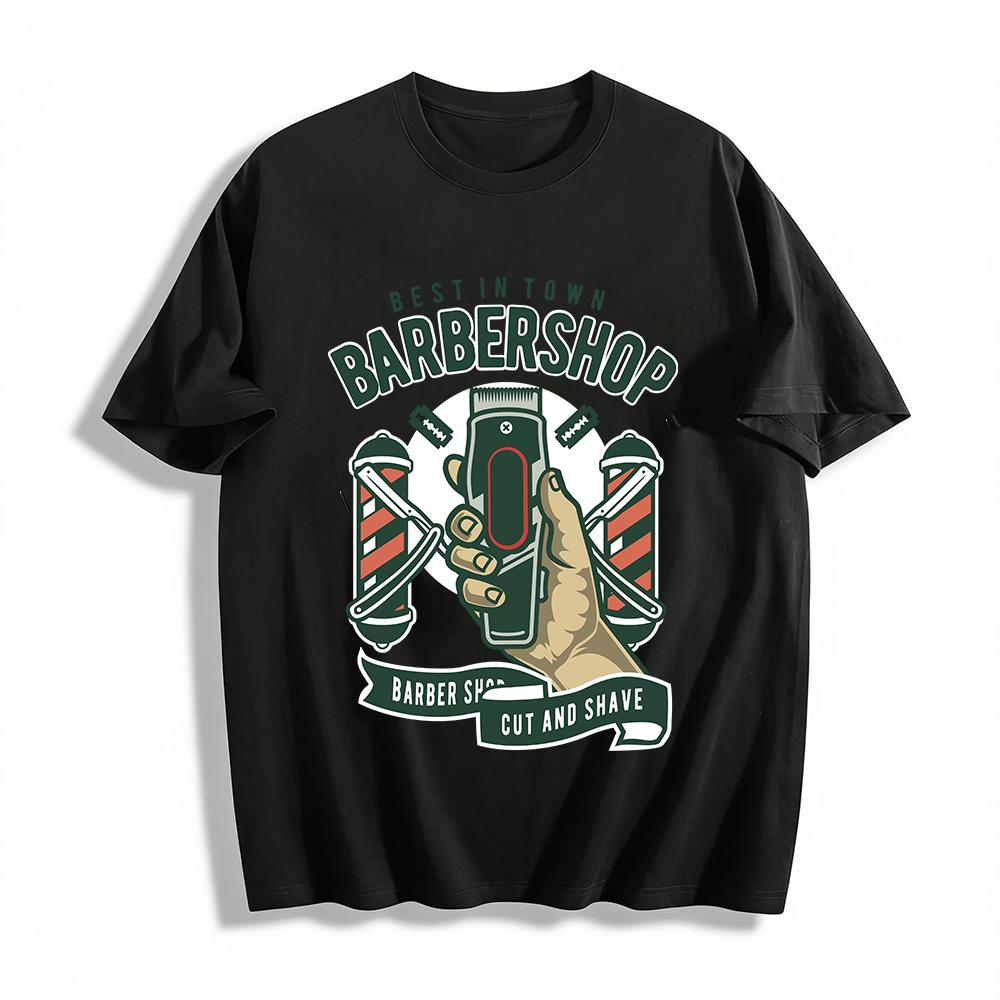 Best In Town Barbershop Print Tee Barber Culture Casual Top Pure cotton T-shirt XXS