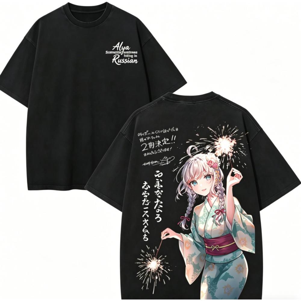 Alya Sometimes Hides Her Feelings In Russian Anime Lover Washed Tshirt Year Round Clothing High Quality Personality Clothes Plus Size Unisex New Model
