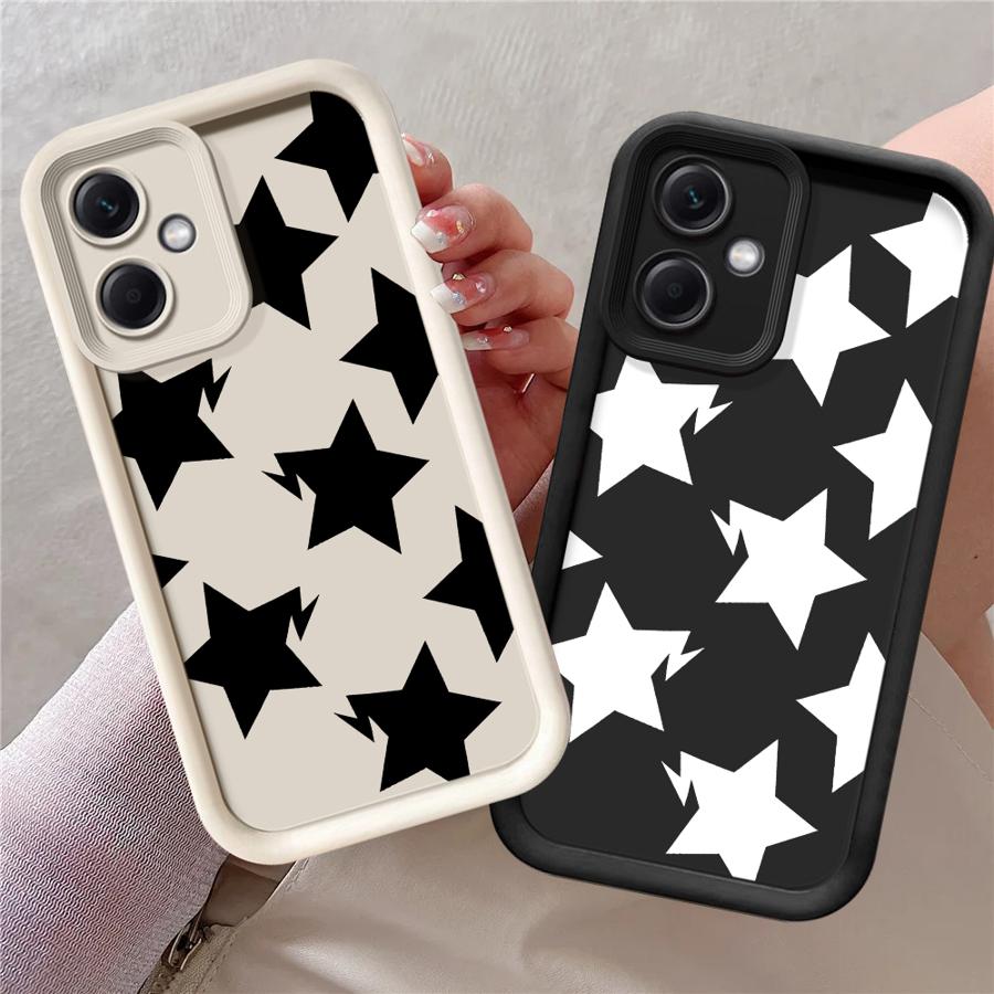 Black White Stars Lichee Pattern Phone Cover Case for Xiaomi Poco F8 C61 X3 Pro C51 X3 NFC C50