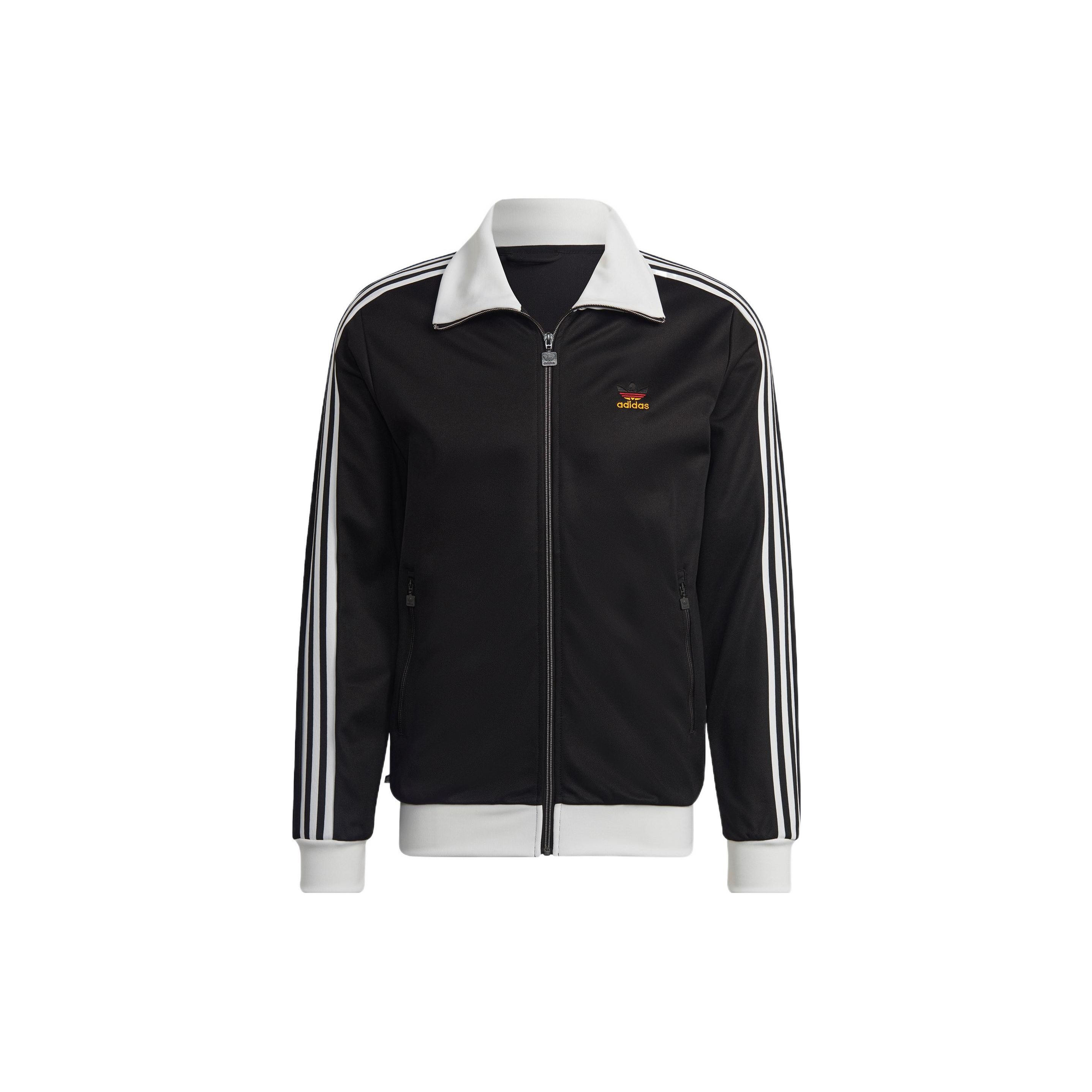 

Adidas Originals Beckenbauer Full Zip Stand Collar Track Jacket Men Black White Red Gold HK7408 XL