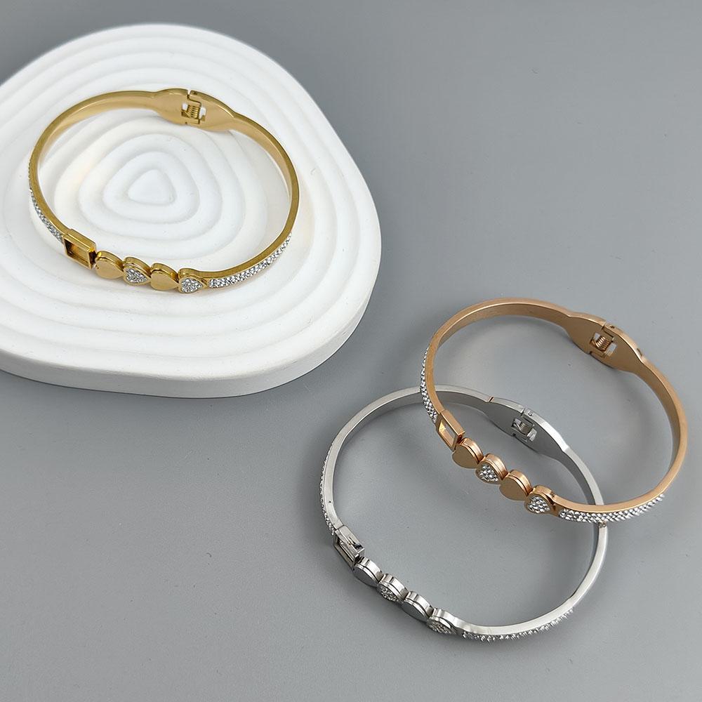 New Love Zircon Gold-plated Stainless Steel Bracelet 18K, High Quality Waterproof Couple Bracelet, Wife Gift