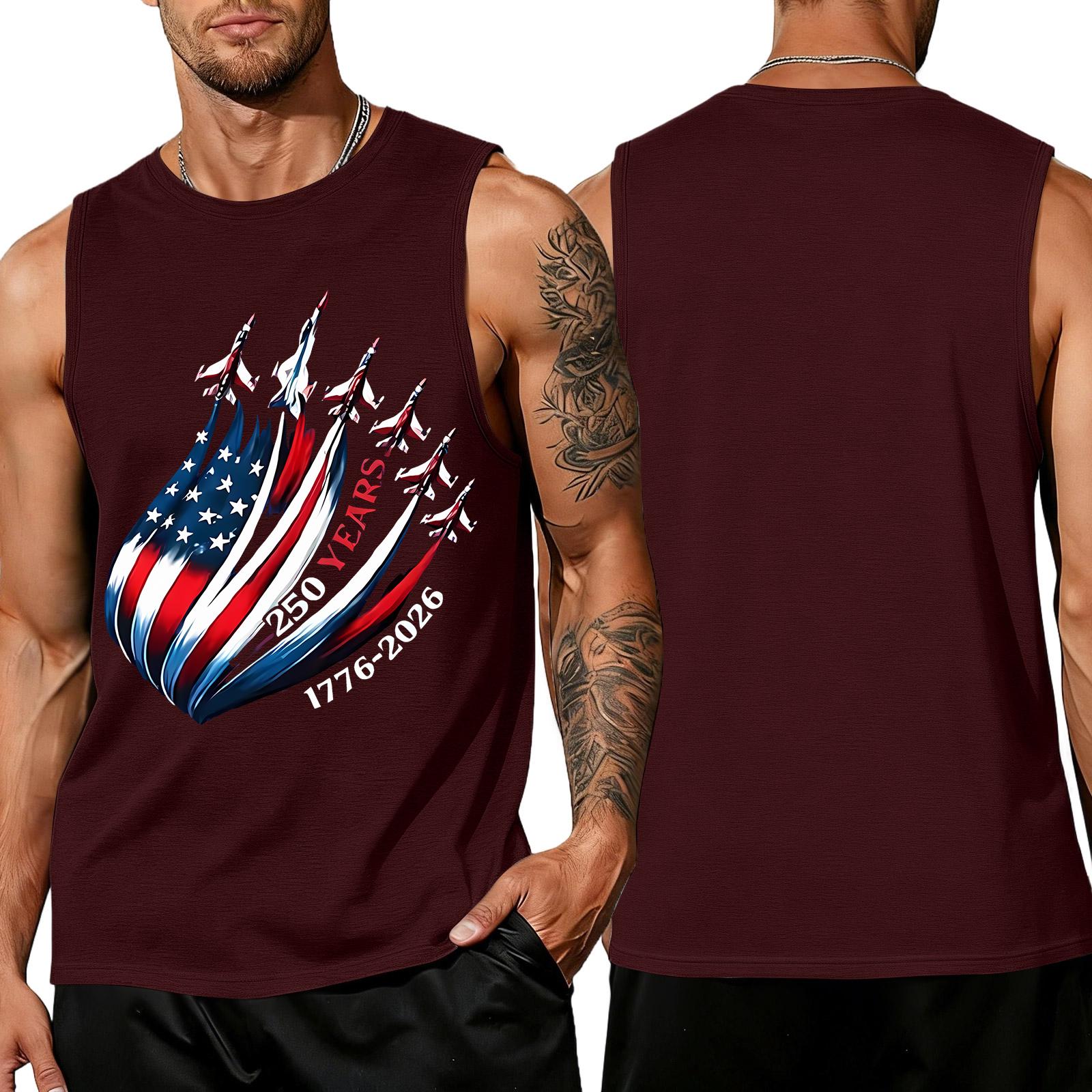 

Men s Sleeveless Tank Top Casual Loose Fit Summer Daily Wear Muscle Shirt with Patriotic Graphic Print Lightweight Breathable Fabric XL винний