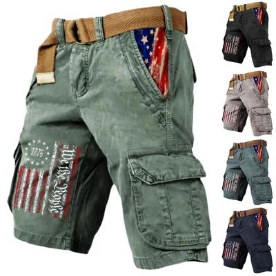 Men's Casual Sport Multi-pocket Work Pants  Men's Fashionable Flag-letter Printed Pants