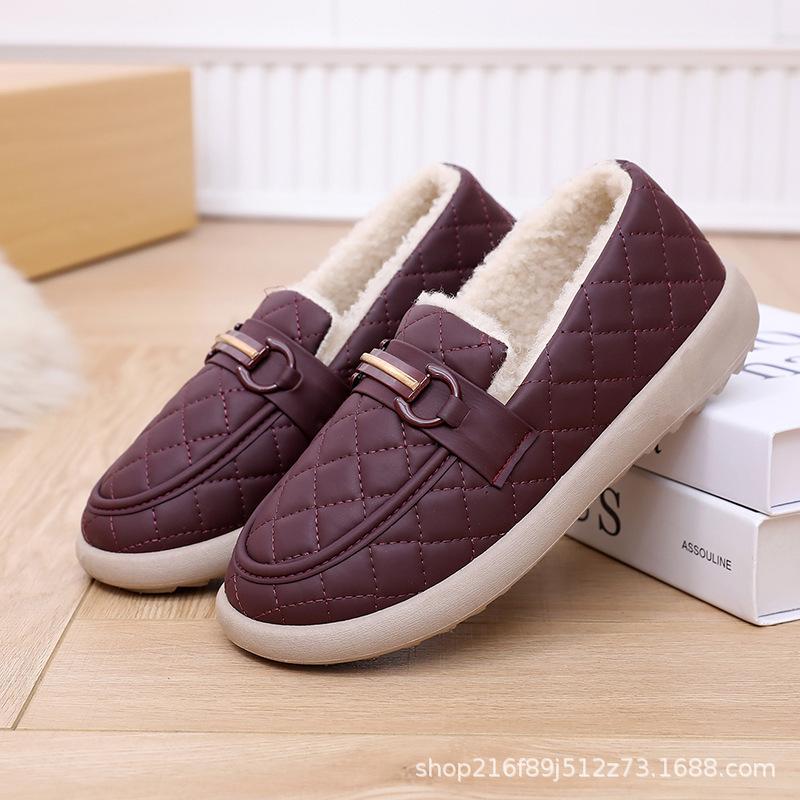 

Cotton shoes pu comfortable non-slip thick-soled casual cotton boots velvet warm Doudou cotton shoes 34