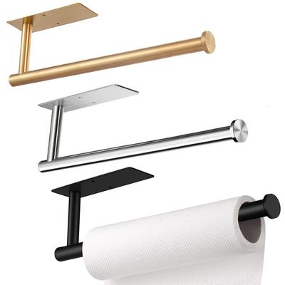 Selbstklebender Toilettenpapierhalter aus 304 Edelstahl, gebürstetes Gold, Papierhandtuchrollenhalter, schwarz, für Badezimmer und Küche, langer Taschentuchhalter