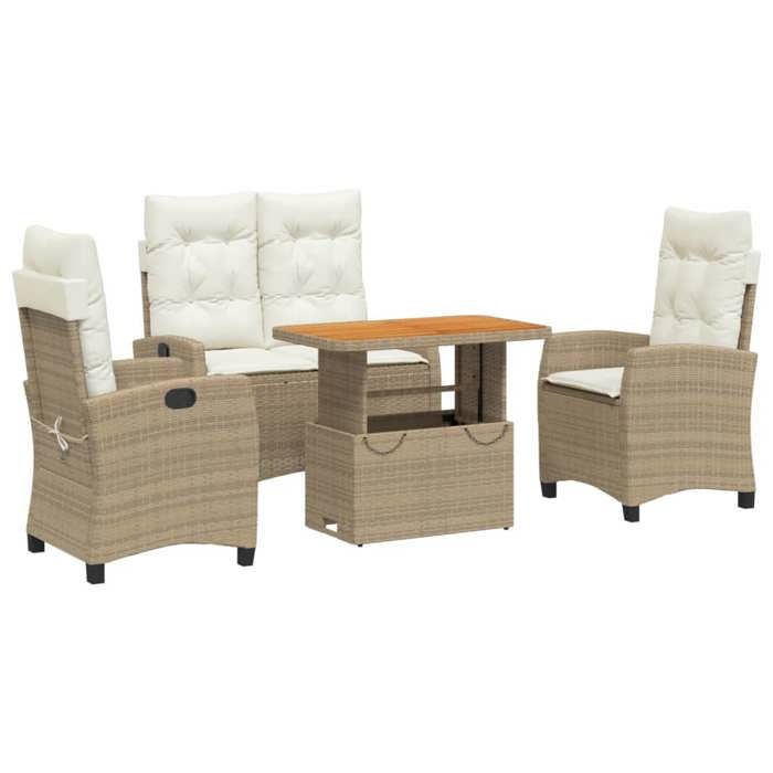 VidaXL Ensemble à Manger de Jardin avec Coussins 4 pcs, Table de Terrasse, Ensemble de Meubles de Patio, Mobilier 3277419