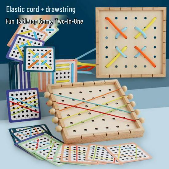 Children s Wooden Beads & Elastic Pull Rope Toy for Concentration and Spatial Thinking Development