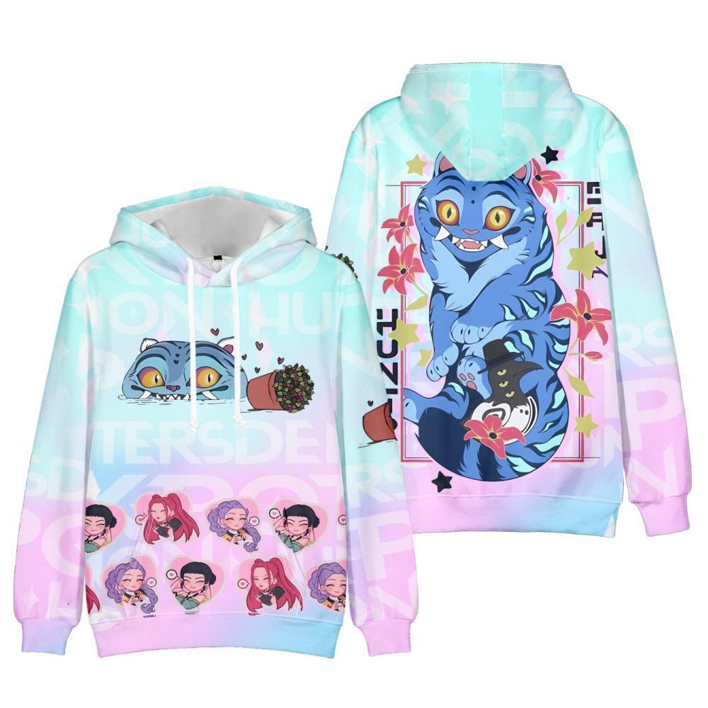 Kreskówka Anime KPop Łowcy Demonów Modne Wygodne Bluzy z Nadrukiem 3D Męskie Damskie Casualowe Oversize z Długim Rękawem