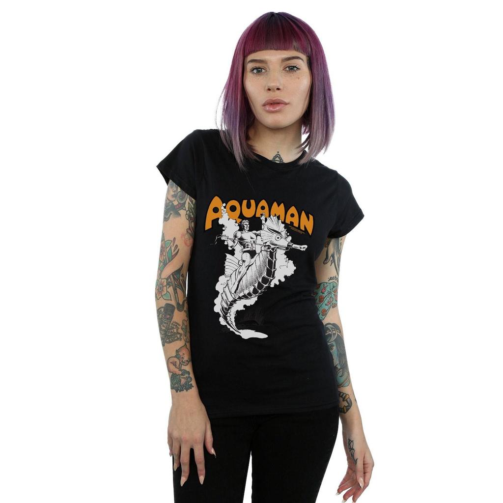 DC Comics Womens/Ladies Aquaman Mono Action Pose Cotton T-Shirt