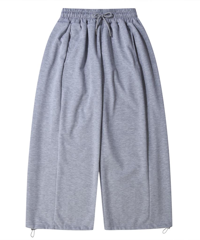 ROCKED GARAGE Unisex All-Season/Fleece-Lined Training Pintuck Balloon Two-Way Wide Pants_Gray