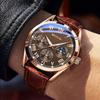 Orologio al Quarzo Moda Business con Quadrante Romano a Tre Occhi e Cinturino in Bambù