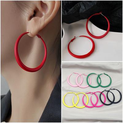 5cm Round Circle Hoop Earrings for Women Big Geometry Dangle Earrings Colorful Punk Loop Jewelry Party Accessories
