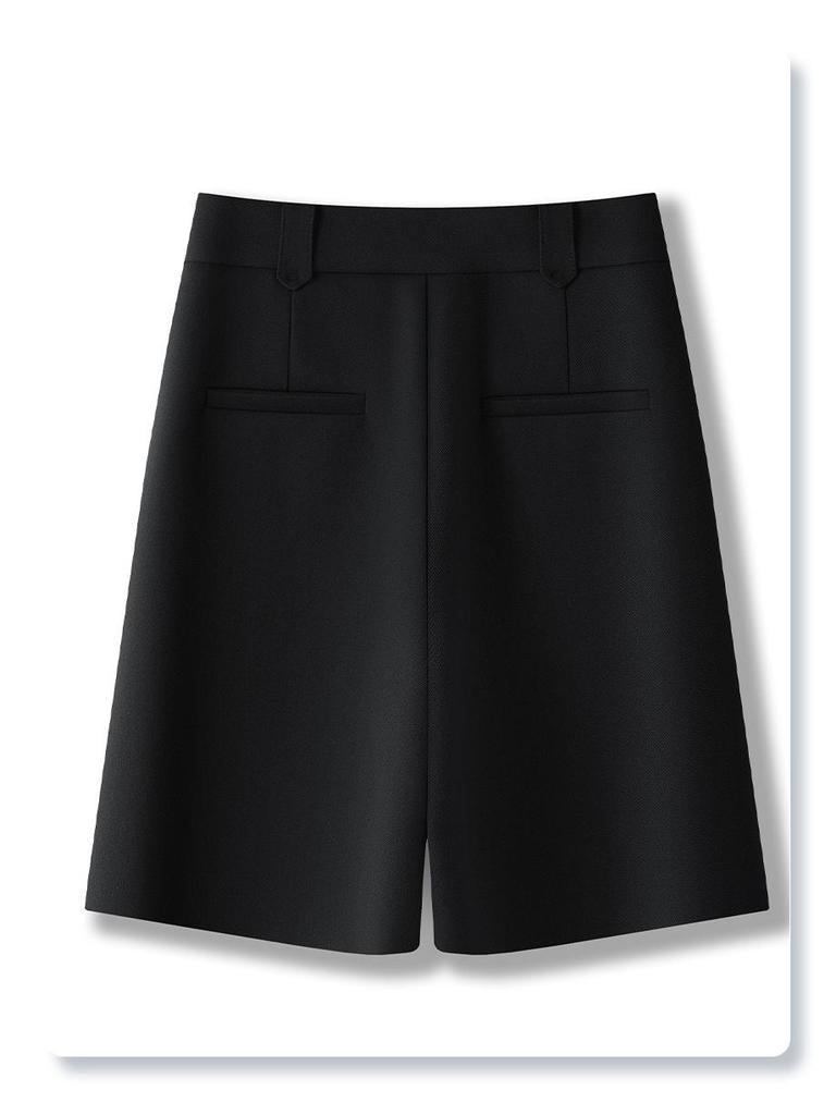 Ancola Women's High-Waisted Red Shorts - Spring 2025 Collection: Loose, Straight, Slimming, Wide-Leg Trousers