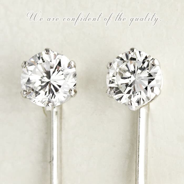 Jewelry PT900 Diamond Single Stone X Total For Both 6 FG Colorless and Transparent [Diamond World] Women's Earrings, 0.15ct 0.15ct, 0.30ct, Ears,