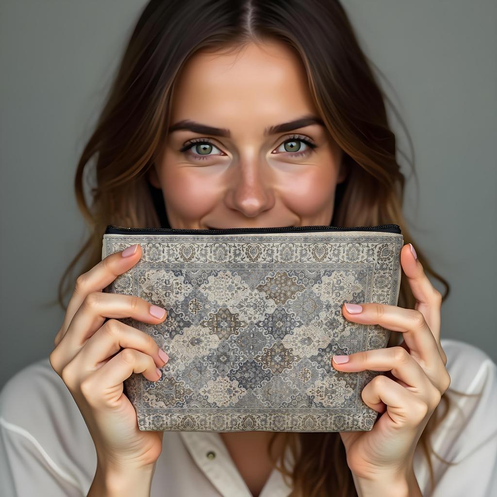 New Creative Pattern Zipper Storage Bag Printed Fine Hemp Cloth Bag Women's Multi Functional Makeup Bag