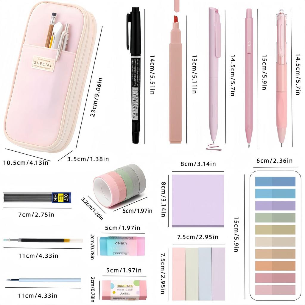 Back to School Stationery Set with High Appearance Pencil Pouch, Elementary Student Reward Gift, Multifunctional Pencil Case Learning Supplies