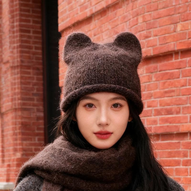 

Female autumn and winter face small knitted hat warm ear protector head cold hat man M（56-58cm）